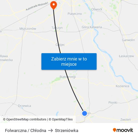 Folwarczna / Chłodna to Strzeniówka map