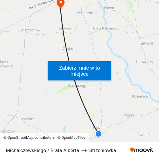 Michalczewskiego / Brata Alberta to Strzeniówka map