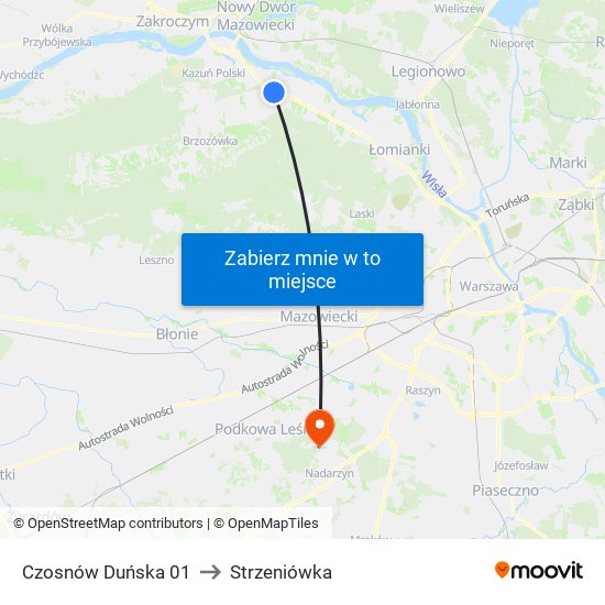 Czosnów Duńska 01 to Strzeniówka map