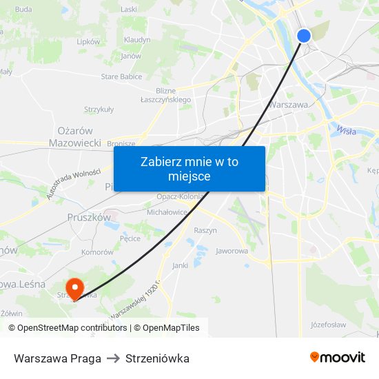 Warszawa Praga to Strzeniówka map