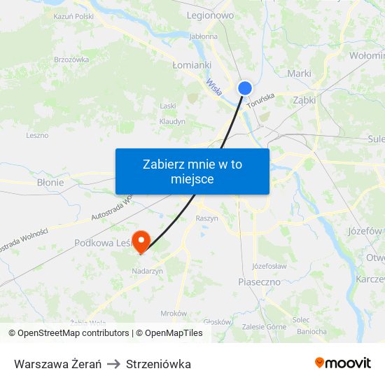 Warszawa Żerań to Strzeniówka map