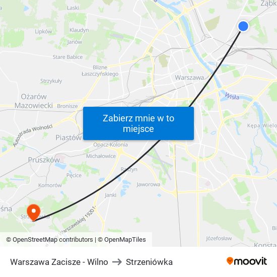 Warszawa Zacisze - Wilno to Strzeniówka map