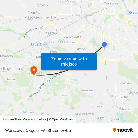 Warszawa Okęcie to Strzeniówka map
