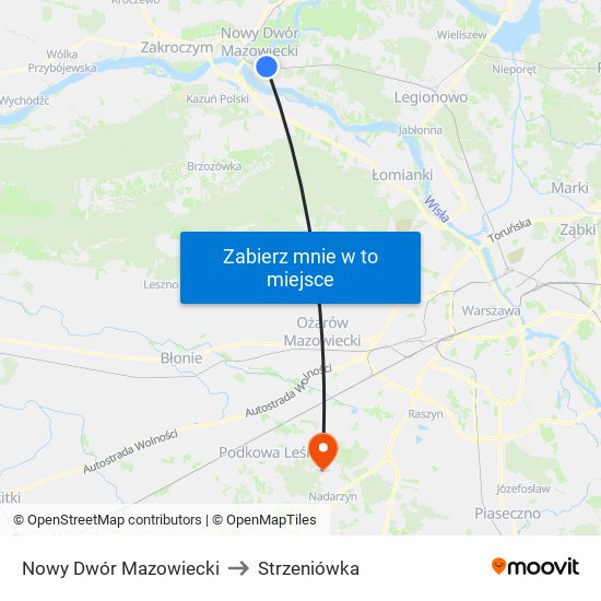 Nowy Dwór Mazowiecki to Strzeniówka map