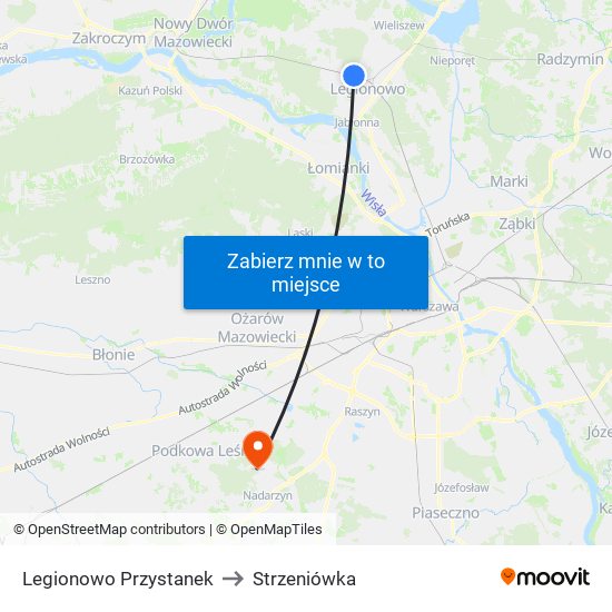 Legionowo Przystanek to Strzeniówka map