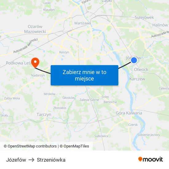 Józefów to Strzeniówka map