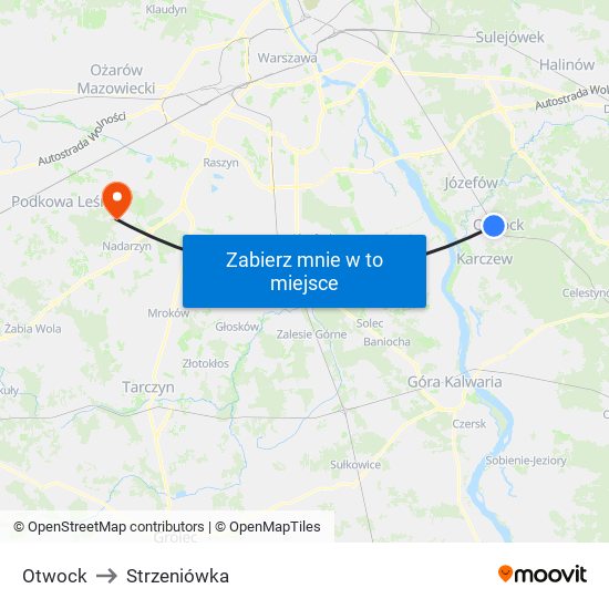 Otwock to Strzeniówka map