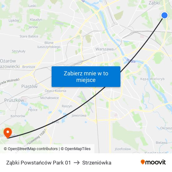 Ząbki Powstańców Park 01 to Strzeniówka map