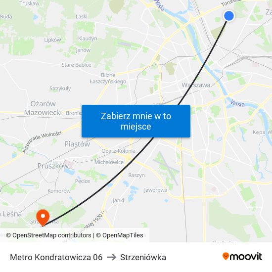 Metro Kondratowicza 06 to Strzeniówka map