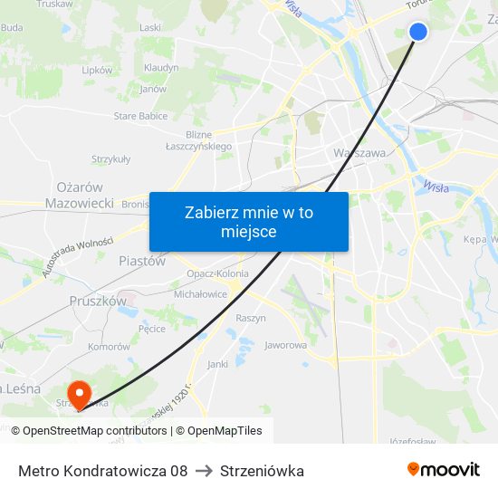 Metro Kondratowicza 08 to Strzeniówka map