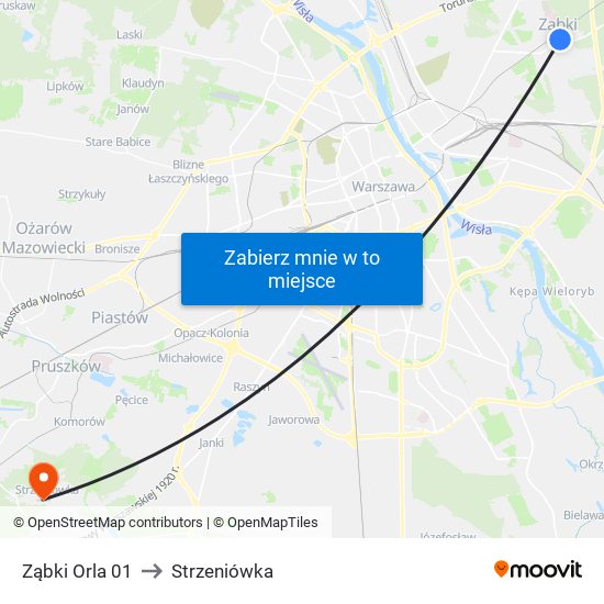 Ząbki Orla 01 to Strzeniówka map