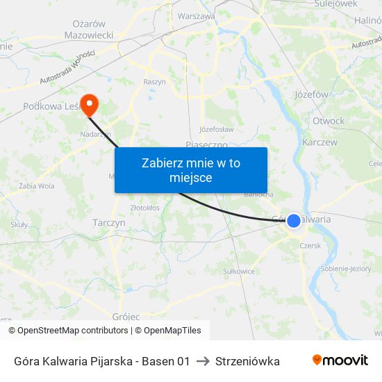 Góra Kalwaria Pijarska-Basen to Strzeniówka map