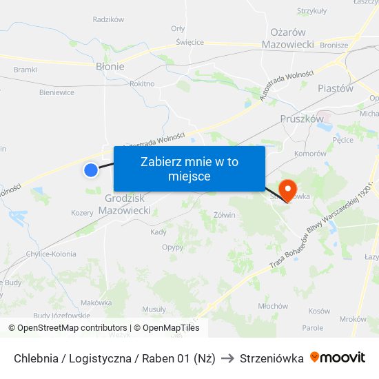 Chlebnia / Logistyczna / Raben 01 (Nż) to Strzeniówka map