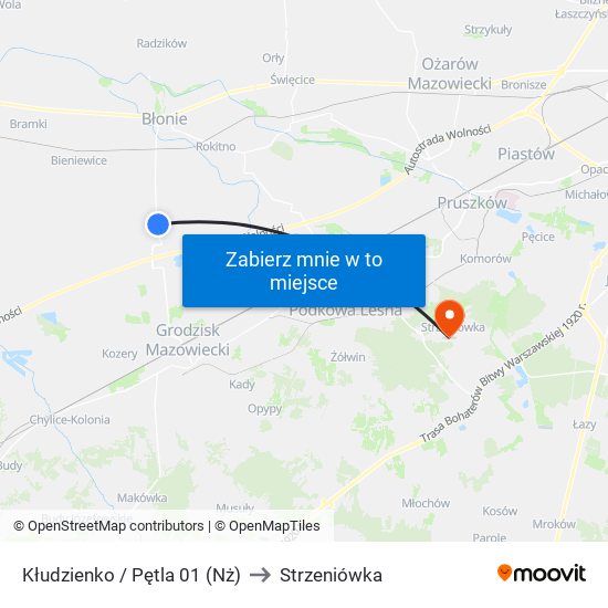 Kłudzienko / Pętla 01 (Nż) to Strzeniówka map