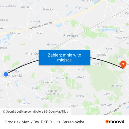 Grodzisk Maz. / Dw. PKP 01 to Strzeniówka map