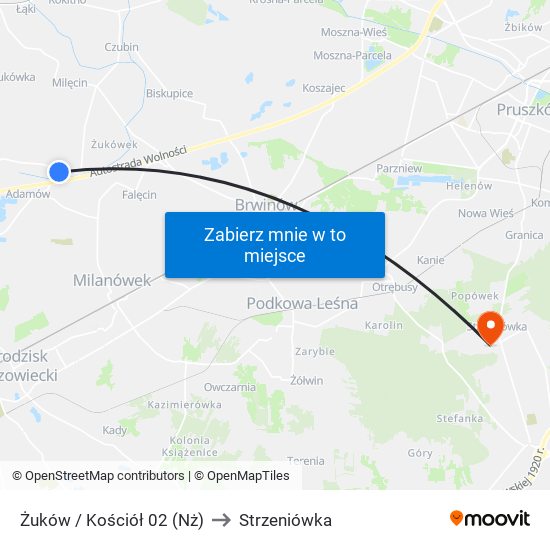 Żuków / Kościół 02 (Nż) to Strzeniówka map