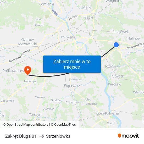 Zakręt Długa 01 to Strzeniówka map