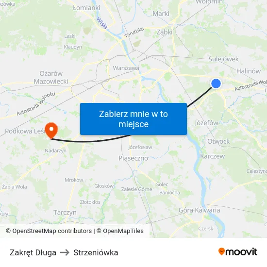 Zakręt Długa to Strzeniówka map