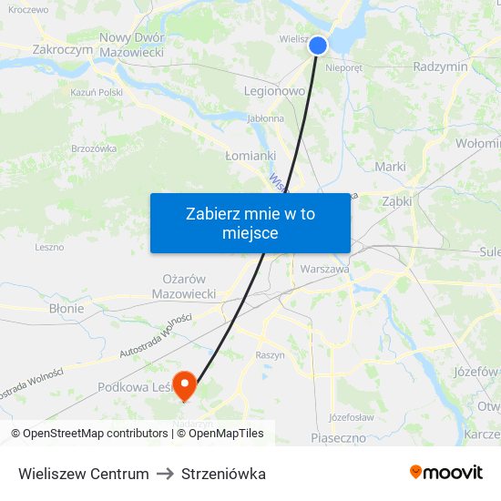 Wieliszew Centrum to Strzeniówka map