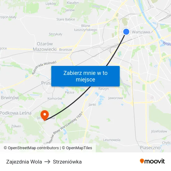 Zajezdnia Wola to Strzeniówka map