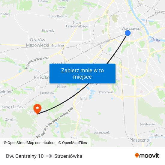 Dw. Centralny 10 to Strzeniówka map