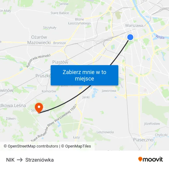 NIK to Strzeniówka map