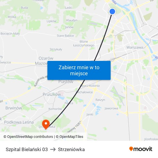 Szpital Bielański 03 to Strzeniówka map