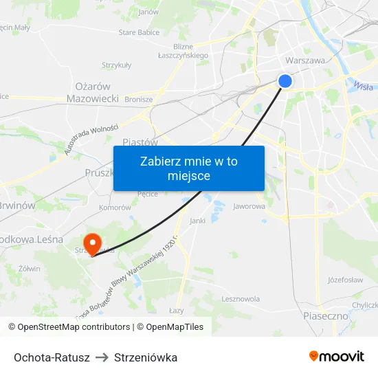 Ochota - Ratusz to Strzeniówka map