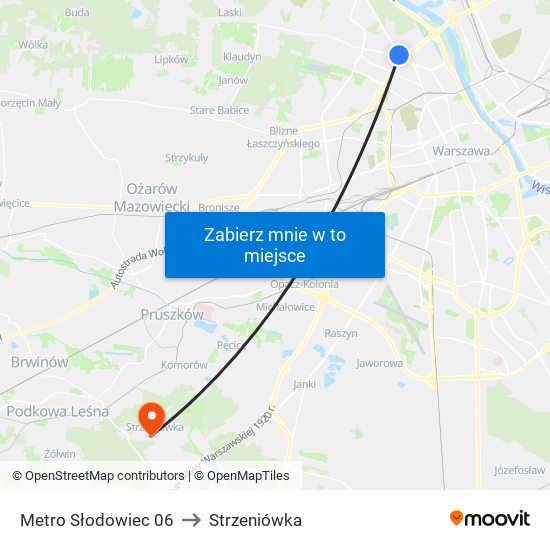 Metro Słodowiec 06 to Strzeniówka map