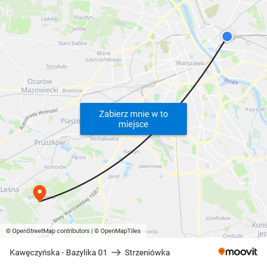 Kawęczyńska-Bazylika to Strzeniówka map