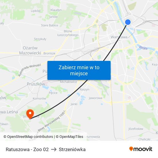 Ratuszowa-Zoo to Strzeniówka map