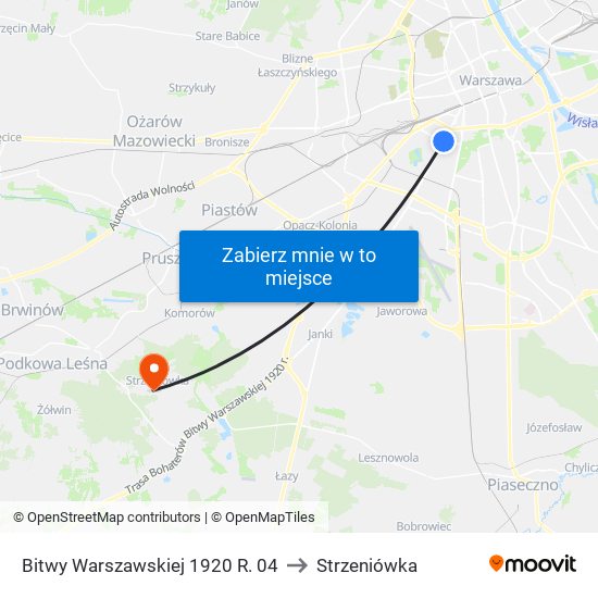 Bitwy Warszawskiej 1920 R. 04 to Strzeniówka map