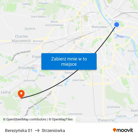 Berezyńska 01 to Strzeniówka map