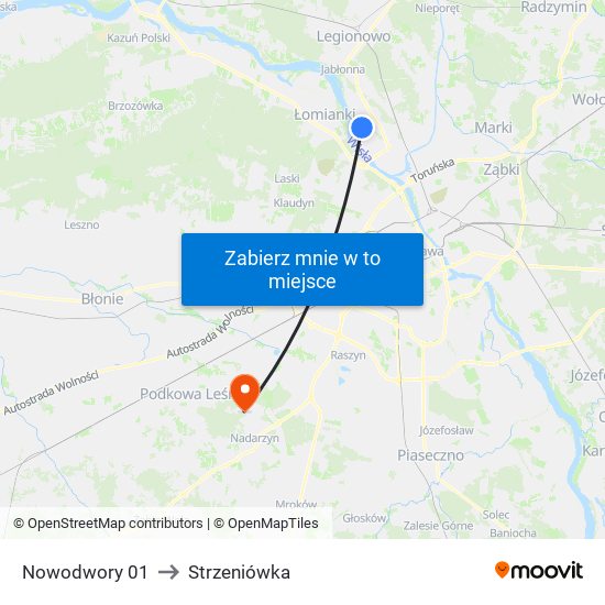 Nowodwory 01 to Strzeniówka map