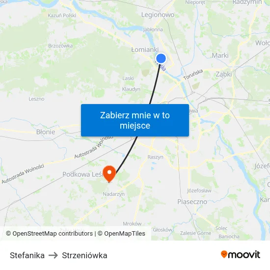 Stefanika to Strzeniówka map
