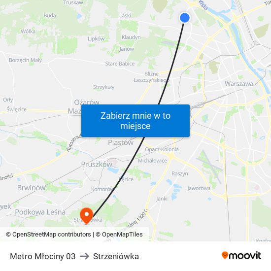 Metro Młociny 03 to Strzeniówka map