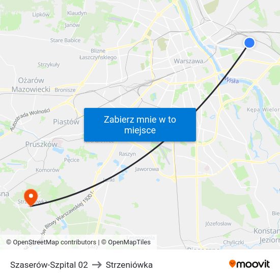 Szaserów-Szpital to Strzeniówka map