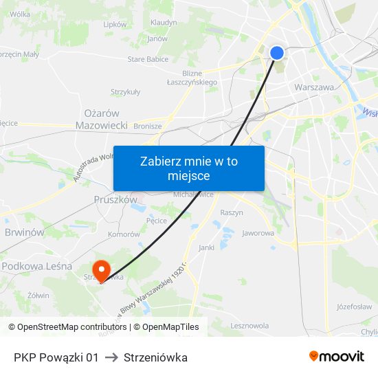 PKP Powązki to Strzeniówka map