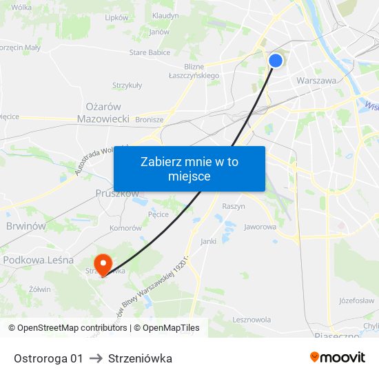 Ostroroga 01 to Strzeniówka map