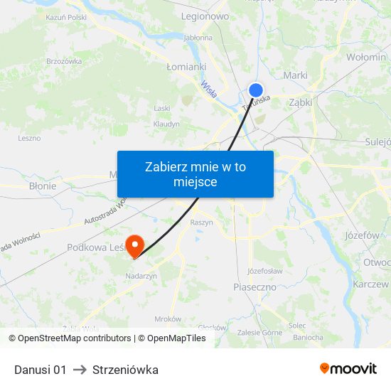 Danusi to Strzeniówka map