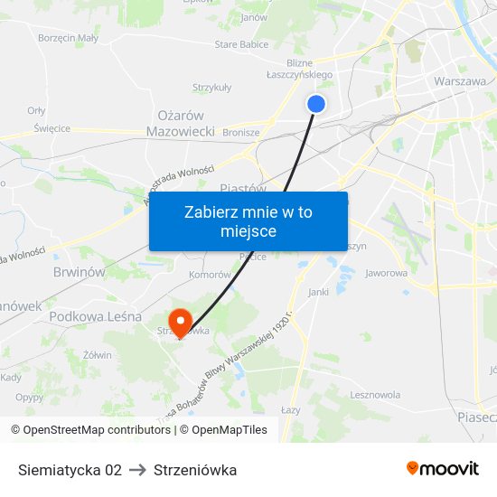 Siemiatycka to Strzeniówka map