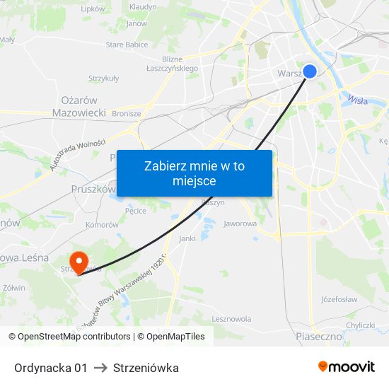 Ordynacka 01 to Strzeniówka map