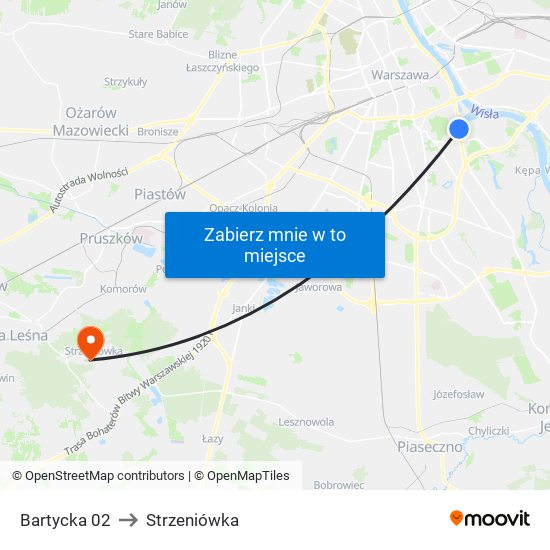 Bartycka 02 to Strzeniówka map