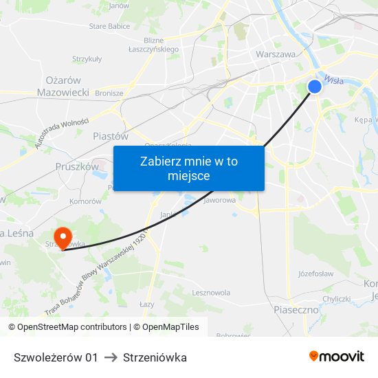 Szwoleżerów to Strzeniówka map