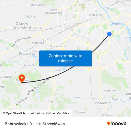 Bobrowiecka 01 to Strzeniówka map