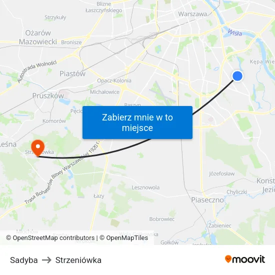 Sadyba to Strzeniówka map