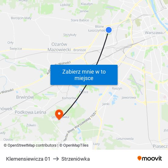 Klemensiewicza 01 to Strzeniówka map