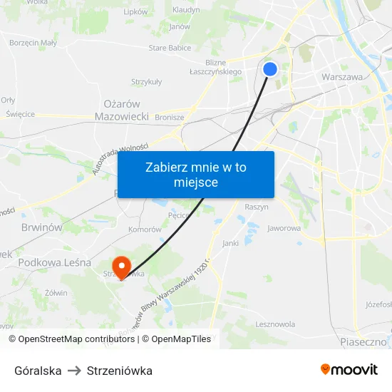 Góralska to Strzeniówka map