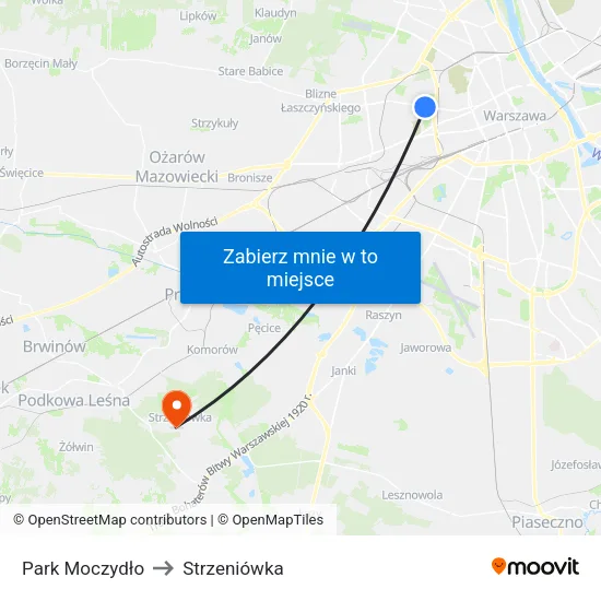 Park Moczydło to Strzeniówka map