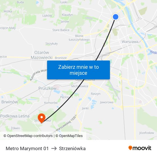 Metro Marymont to Strzeniówka map